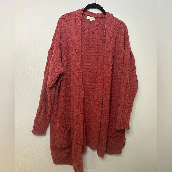 Umgee Chenille Cardigan Size XL Mauve Cozy Soft Warm Sweater Grandpa - Picture 1 of 9